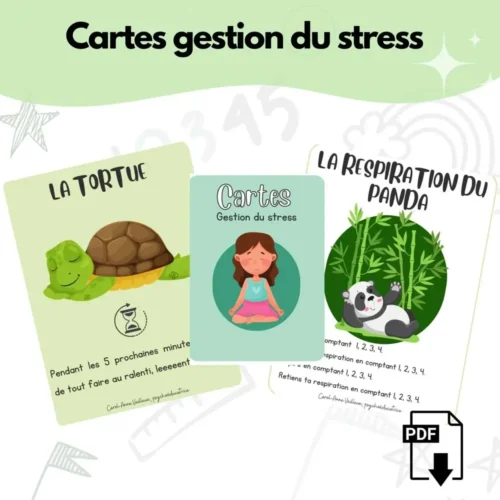 Cartes de gestion du stress - Panda et Tortue