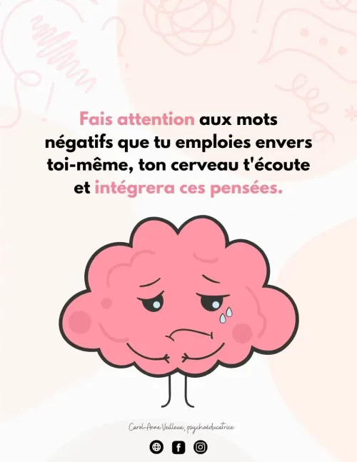 Mots négatifs envers soi-même