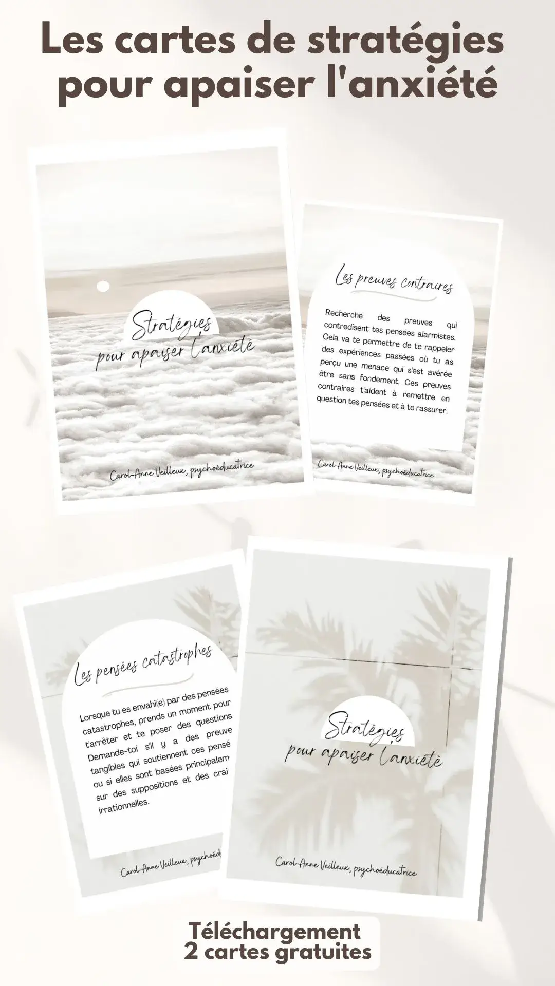 Stratégies pour apaiser l'anxiété 2 cartes gratuites - Soutiensolutions