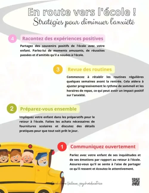 En Route vers l'École - Stratégies pour Diminuer l'Anxiété