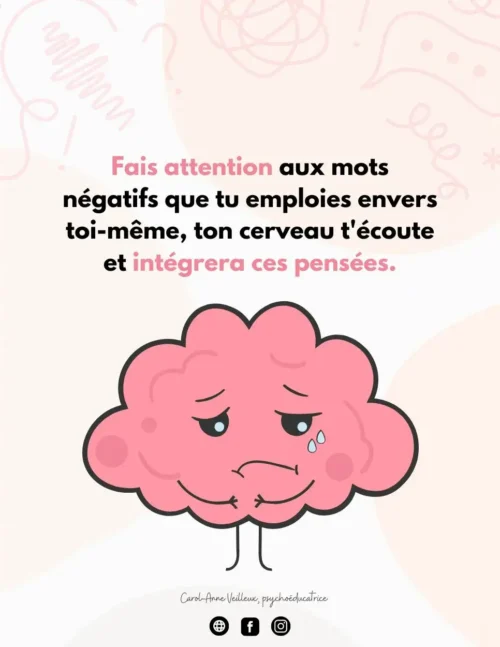 Mots négatifs envers soi-même