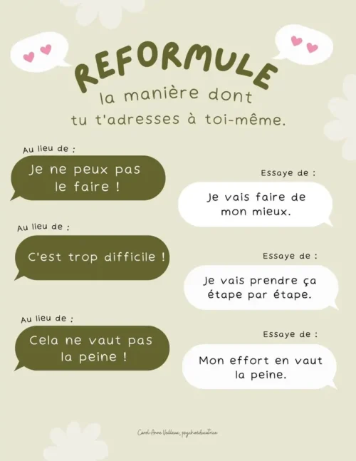 Reformule la manière dont tu t'adresses à toi-même