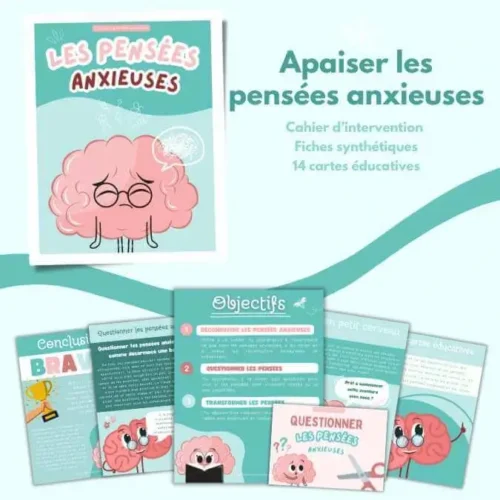 Questionner les pensées anxieuses des enfants – Cahier et cartes
