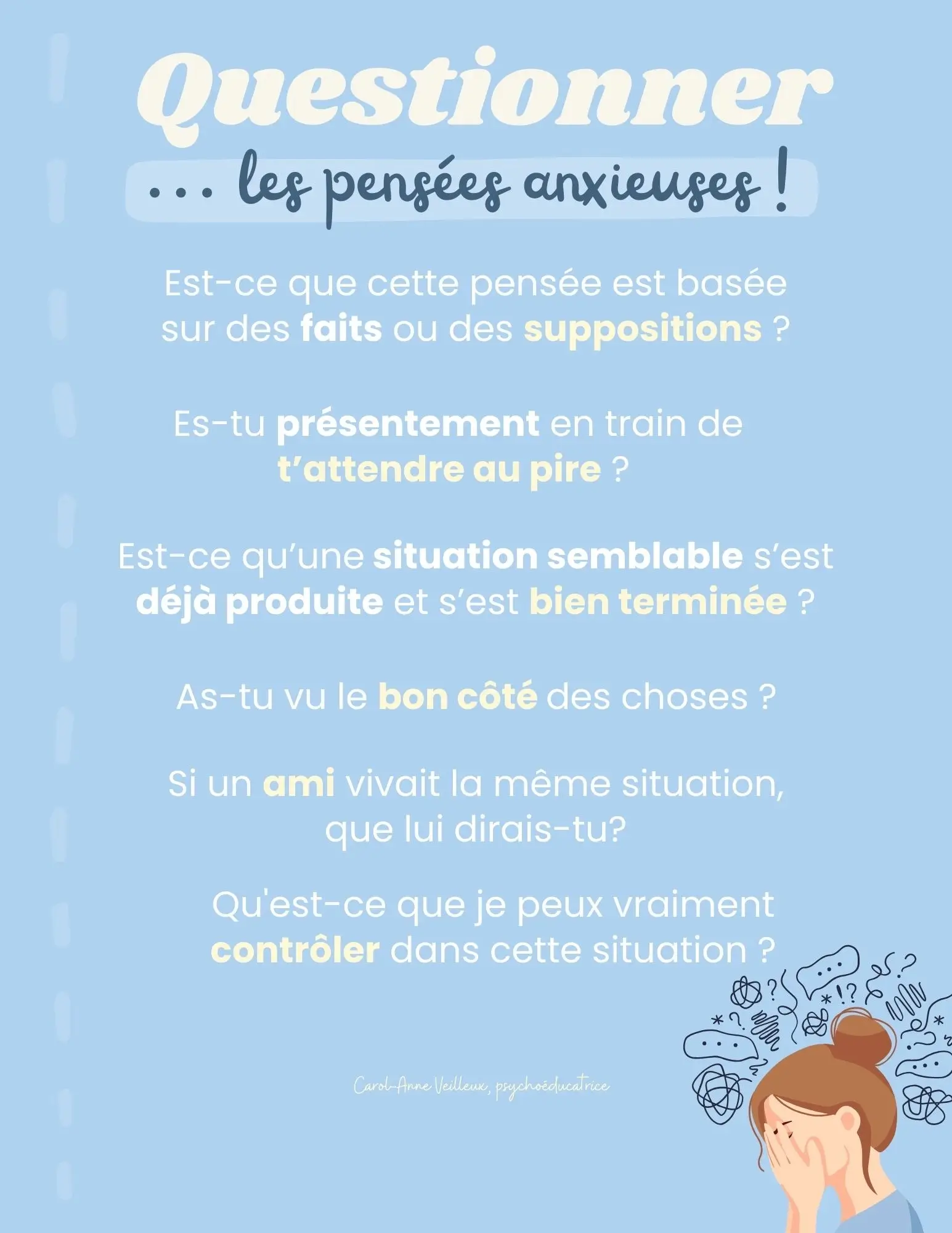 Pensées anxieuses - Questions et Stratégies