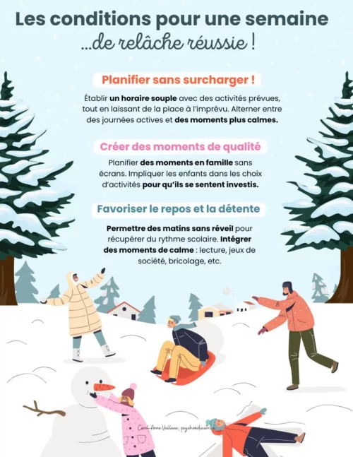 Conditions pour une semaine de relâche réussie