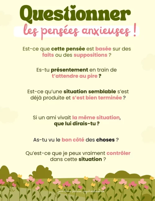 Questionner les pensées anxieuses