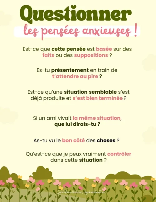 Questionner les pensées anxieuses