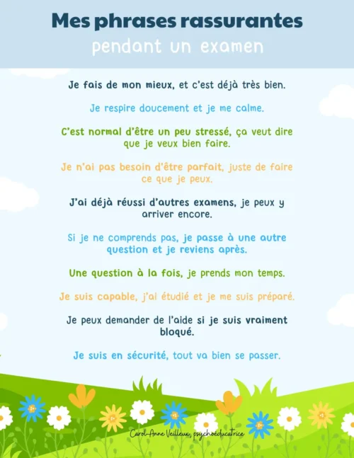 Phrases rassurantes pendant un examen - Soutiensolutions
