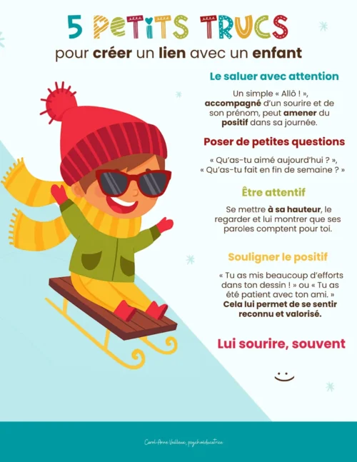 5 petits trucs pour créer un lien avec un enfant - hiver