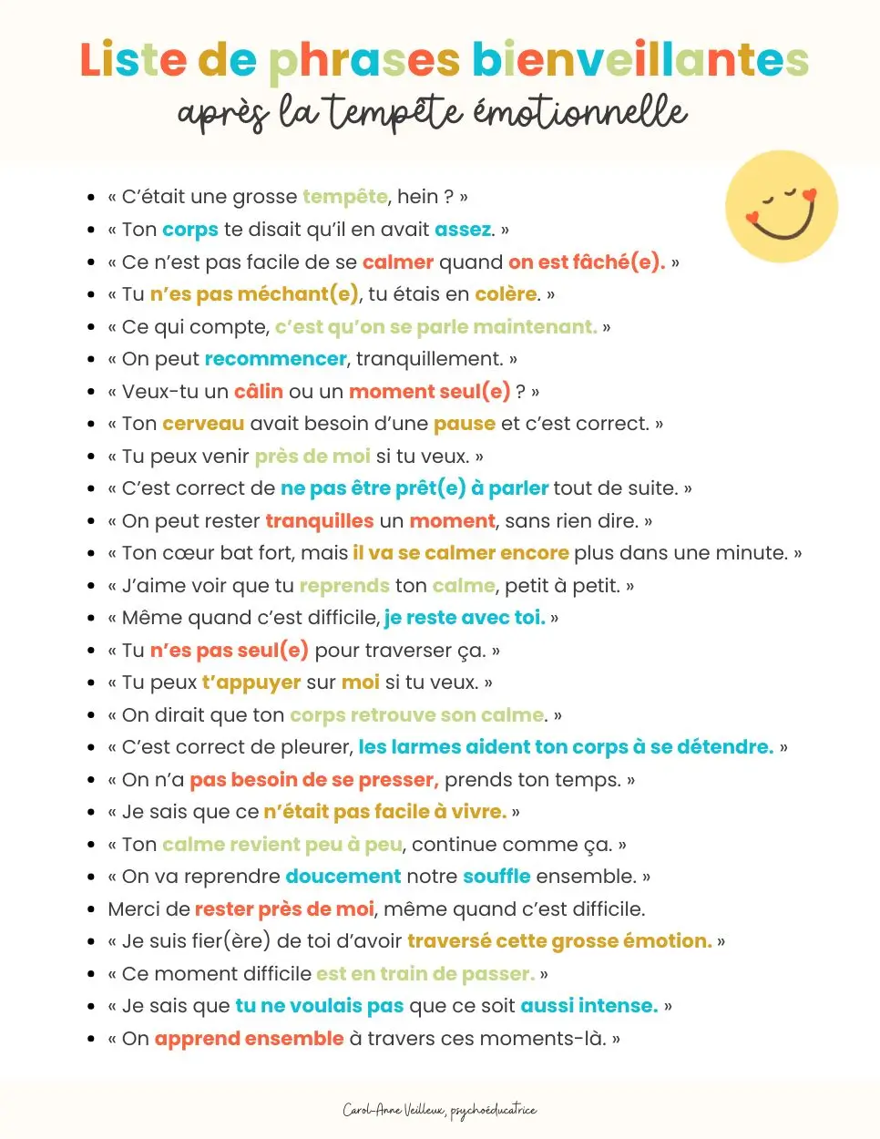 Liste de phrases bienveillantes