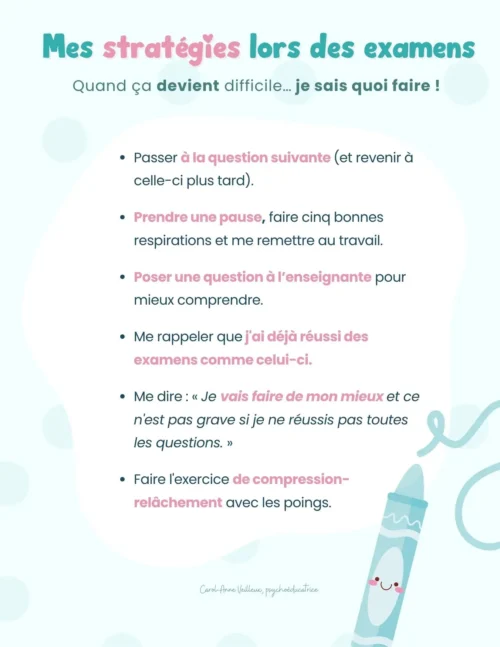 Mes stratégies lors des examens