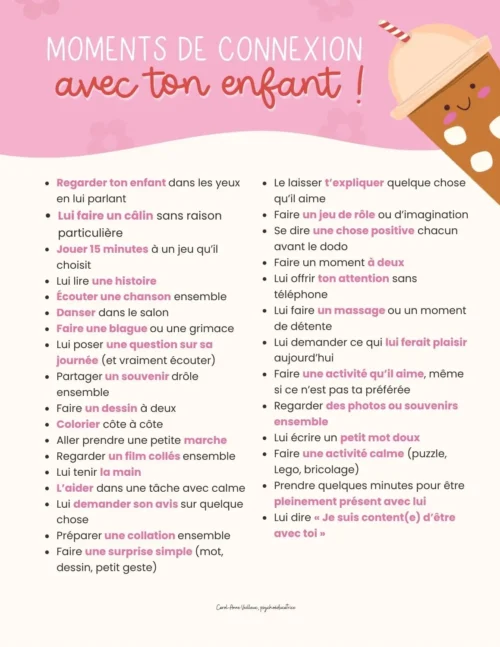 Moments de connexion avec ton enfant