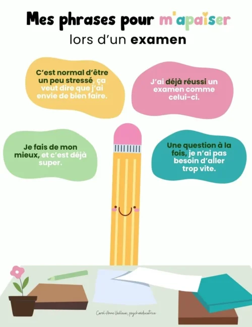 Phrases pour m'apaiser lors d'un examen