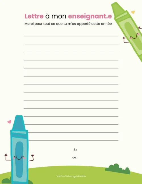 Lettre à mon enseignant(e)