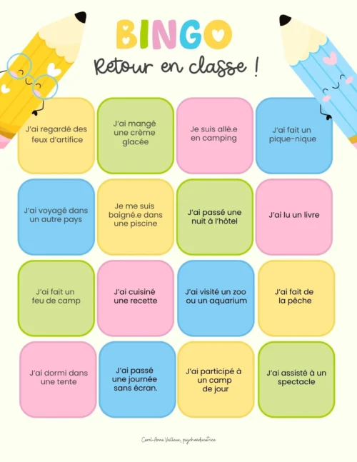 Bingo de la rentrée
