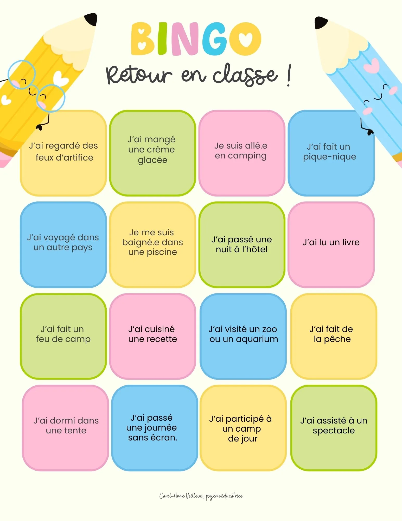 Bingo de la rentrée