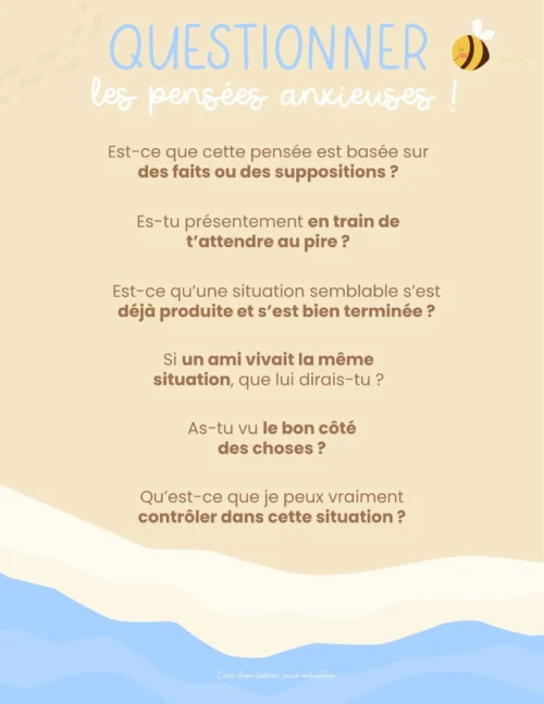 Questionner les pensées anxieuses - Août