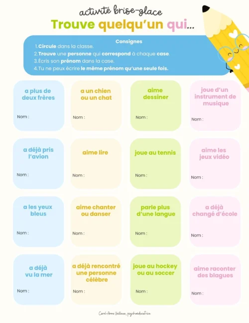 Trouve quelqu'un qui...